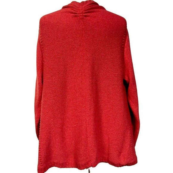 Soft Surroundings Open Fly Away Cardigan Sweater Sz L Ribbed Hi Cut Front - Picture 4 of 5